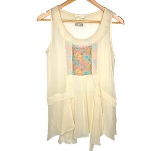 Matilda Jane Palisades Sheer Floral Top Women's Boho Artsy Print Flowy Draping M